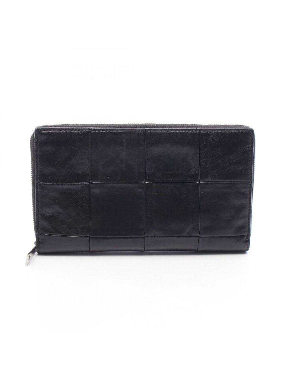 Bottega Veneta Round Wallet Intrecciato Black Lambskin Maxi